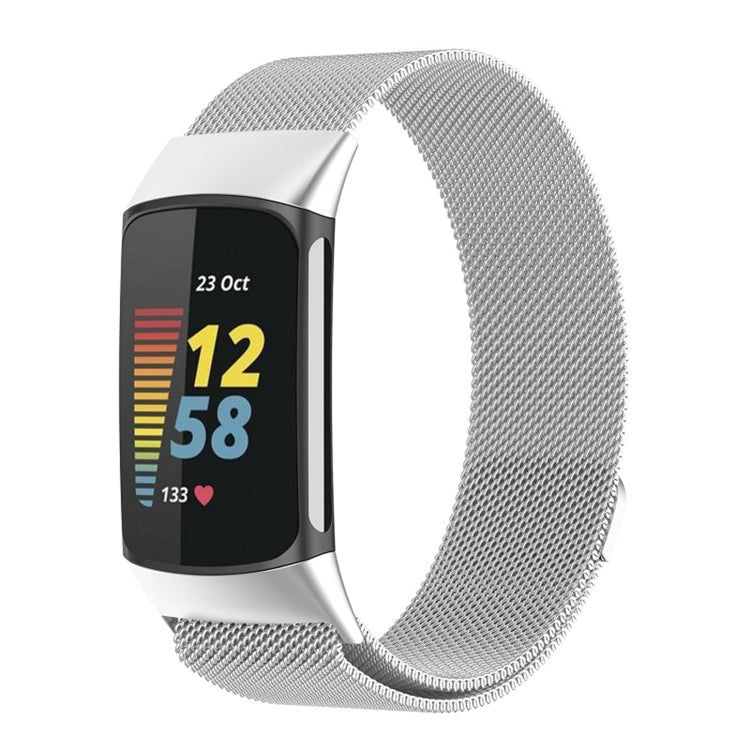 For Fitbit Charge 6 Milan Magnetic Metal Steel Mesh Watch Band(Silver) - Watch Bands by PMC TechLife | Online Shopping South Africa | PMC TechLife
