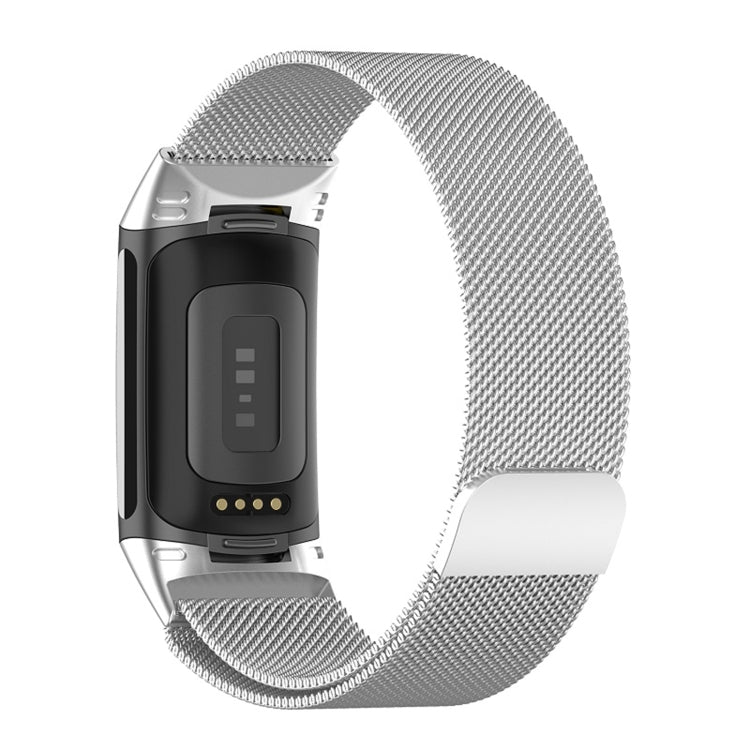 For Fitbit Charge 6 Milan Magnetic Metal Steel Mesh Watch Band(Silver) - Watch Bands by PMC TechLife | Online Shopping South Africa | PMC TechLife