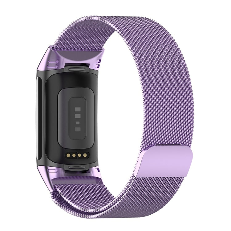For Fitbit Charge 6 Milan Magnetic Metal Steel Mesh Watch Band(Purple) - Watch Bands by PMC TechLife | Online Shopping South Africa | PMC TechLife | Buy Now Pay Later Mobicred