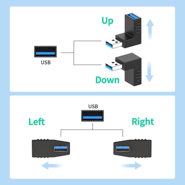 ENKAY USB 3.0 Adapter 90 Degree Angle Male to Female Combo Coupler Extender Connector, Angle:Vertical Up + Down - USB 3.0 by ENKAY | Online Shopping South Africa | PMC TechLife | Buy Now Pay Later Mobicred