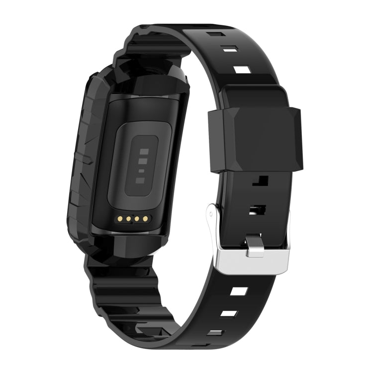 For Fitbit Charge 6 / 5 / 4 / 3 Armor Integrated TPU Watch Band(Black) - Watch Bands by PMC TechLife | Online Shopping South Africa | PMC TechLife | Buy Now Pay Later Mobicred
