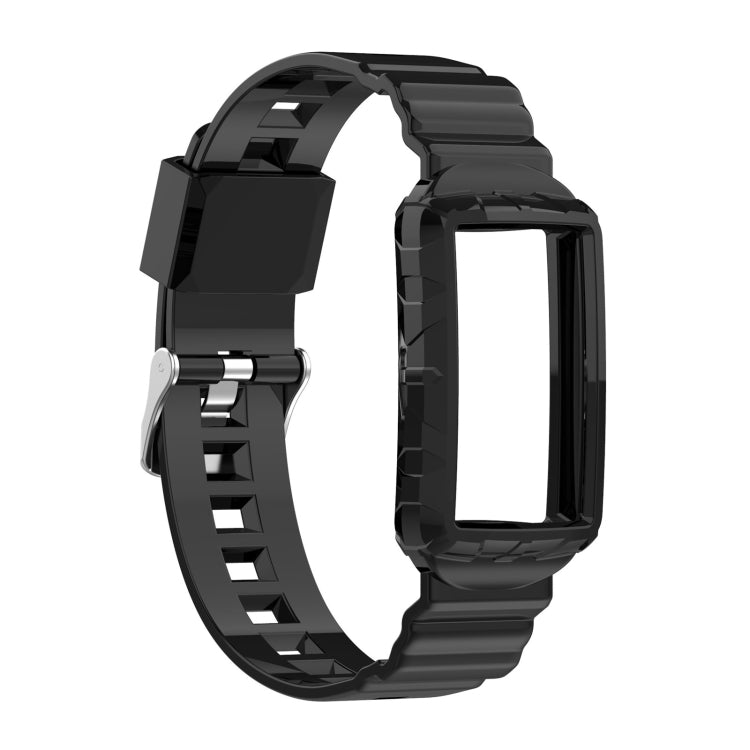For Fitbit Charge 6 / 5 / 4 / 3 Armor Integrated TPU Watch Band(Black) - Watch Bands by PMC TechLife | Online Shopping South Africa | PMC TechLife | Buy Now Pay Later Mobicred