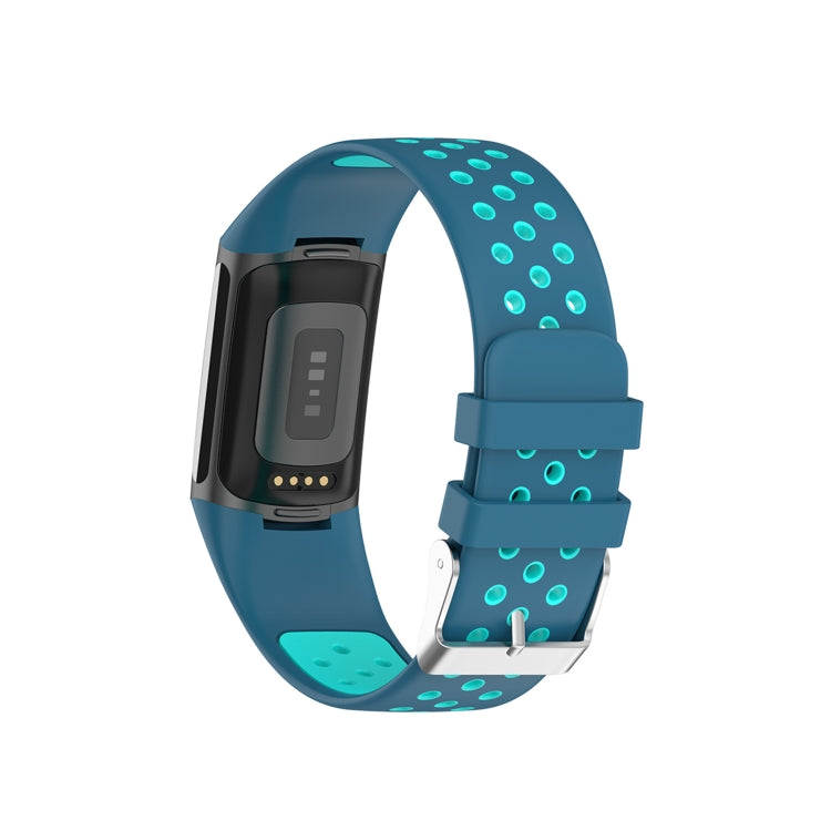 For Fitbit Charge 6 Dual Color Breathable Silicone Watch Band(Blue+Teal Green) - Watch Bands by PMC TechLife | Online Shopping South Africa | PMC TechLife | Buy Now Pay Later Mobicred