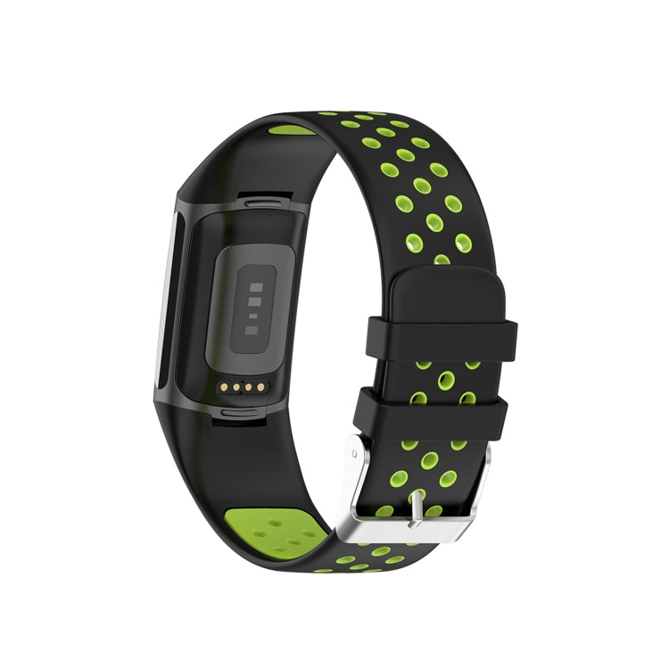 For Fitbit Charge 6 Dual Color Breathable Silicone Watch Band(Black+Lime) - Watch Bands by PMC TechLife | Online Shopping South Africa | PMC TechLife | Buy Now Pay Later Mobicred