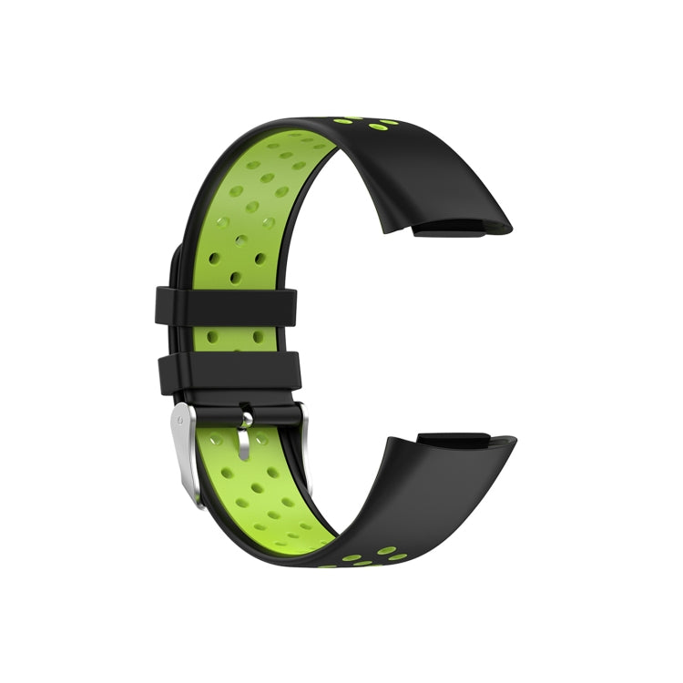 For Fitbit Charge 6 Dual Color Breathable Silicone Watch Band(Black+Lime) - Watch Bands by PMC TechLife | Online Shopping South Africa | PMC TechLife | Buy Now Pay Later Mobicred