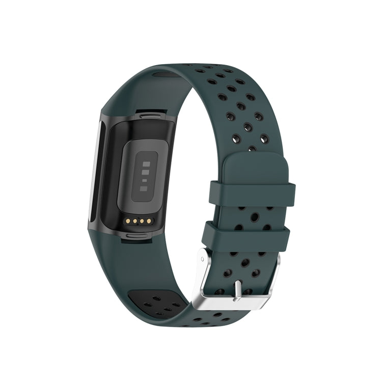 For Fitbit Charge 6 Dual Color Breathable Silicone Watch Band(Green+Black) - Watch Bands by PMC TechLife | Online Shopping South Africa | PMC TechLife | Buy Now Pay Later Mobicred