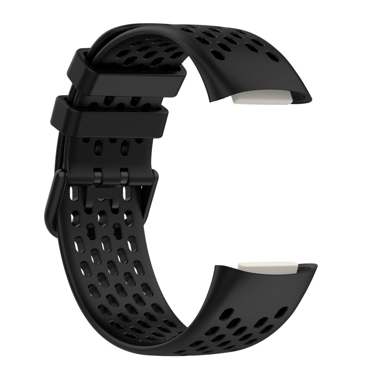 For Fitbit Charge 6 Solid Color Breathable Sports Silicone Watch Band(Black) - Watch Bands by PMC TechLife | Online Shopping South Africa | PMC TechLife | Buy Now Pay Later Mobicred