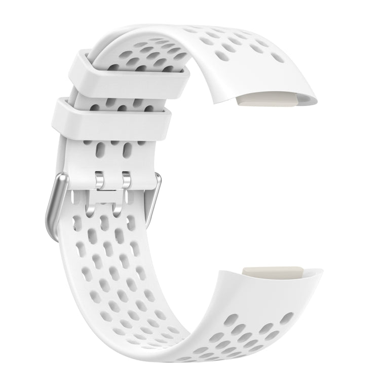 For Fitbit Charge 6 Solid Color Breathable Sports Silicone Watch Band(White) - Watch Bands by PMC TechLife | Online Shopping South Africa | PMC TechLife | Buy Now Pay Later Mobicred