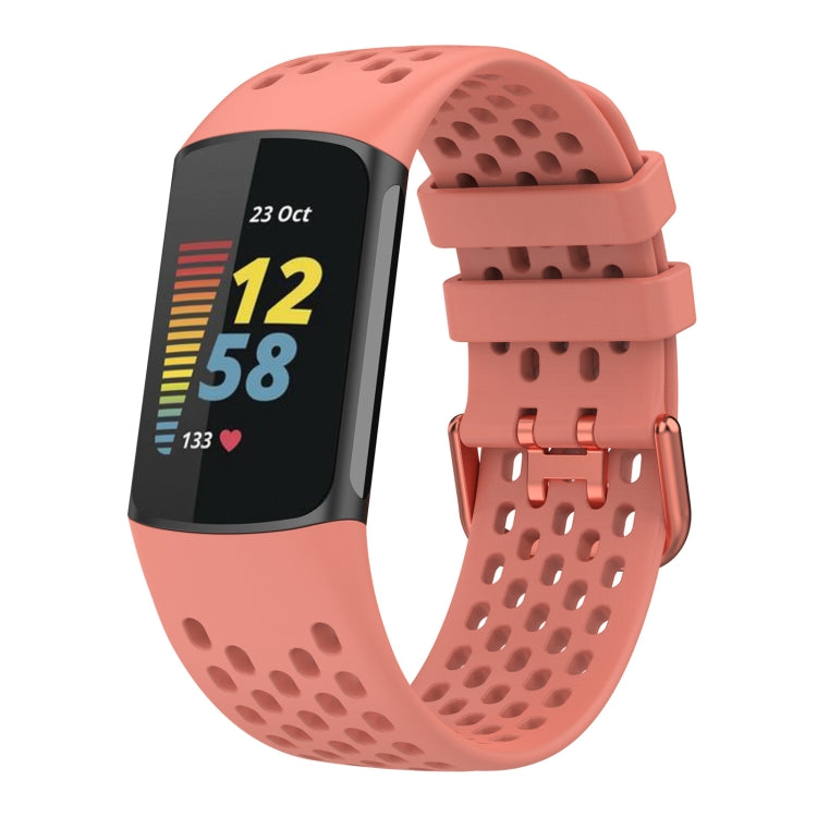 For Fitbit Charge 6 Solid Color Breathable Sports Silicone Watch Band(Pink) - Watch Bands by PMC TechLife | Online Shopping South Africa | PMC TechLife | Buy Now Pay Later Mobicred