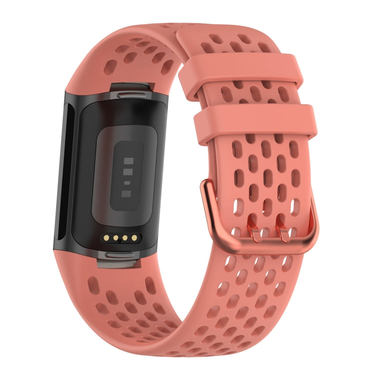 For Fitbit Charge 6 Solid Color Breathable Sports Silicone Watch Band(Pink) - Watch Bands by PMC TechLife | Online Shopping South Africa | PMC TechLife | Buy Now Pay Later Mobicred