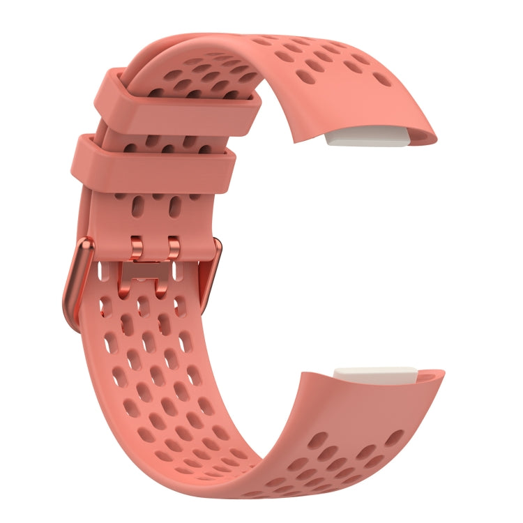 For Fitbit Charge 6 Solid Color Breathable Sports Silicone Watch Band(Pink) - Watch Bands by PMC TechLife | Online Shopping South Africa | PMC TechLife | Buy Now Pay Later Mobicred