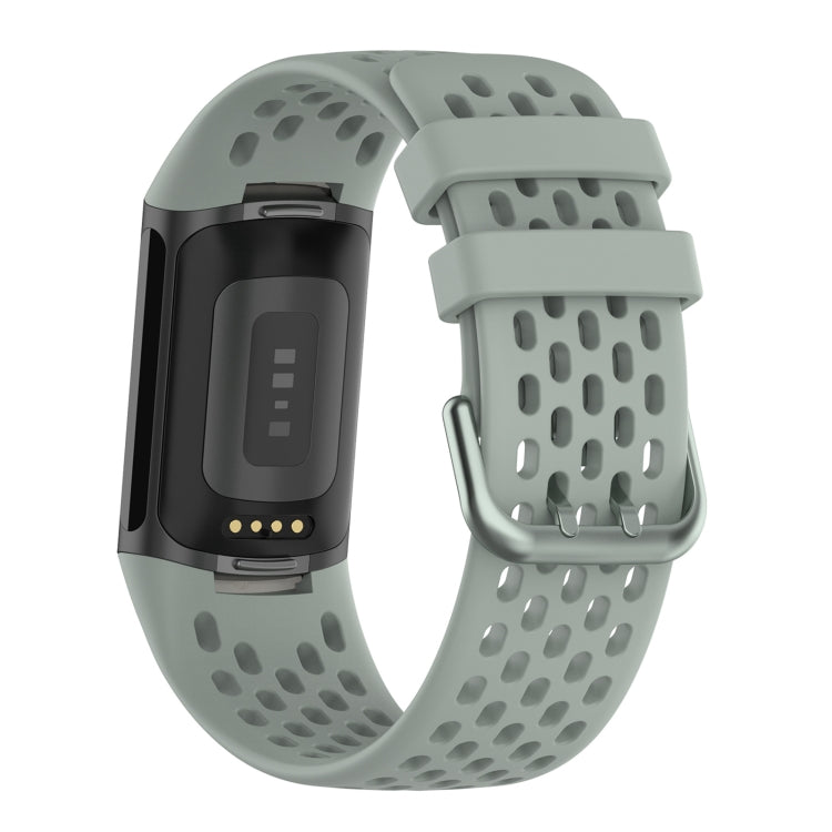 For Fitbit Charge 6 Solid Color Breathable Sports Silicone Watch Band(Gray) - Watch Bands by PMC TechLife | Online Shopping South Africa | PMC TechLife