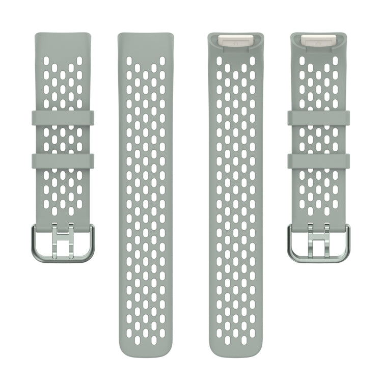 For Fitbit Charge 6 Solid Color Breathable Sports Silicone Watch Band(Gray) - Watch Bands by PMC TechLife | Online Shopping South Africa | PMC TechLife