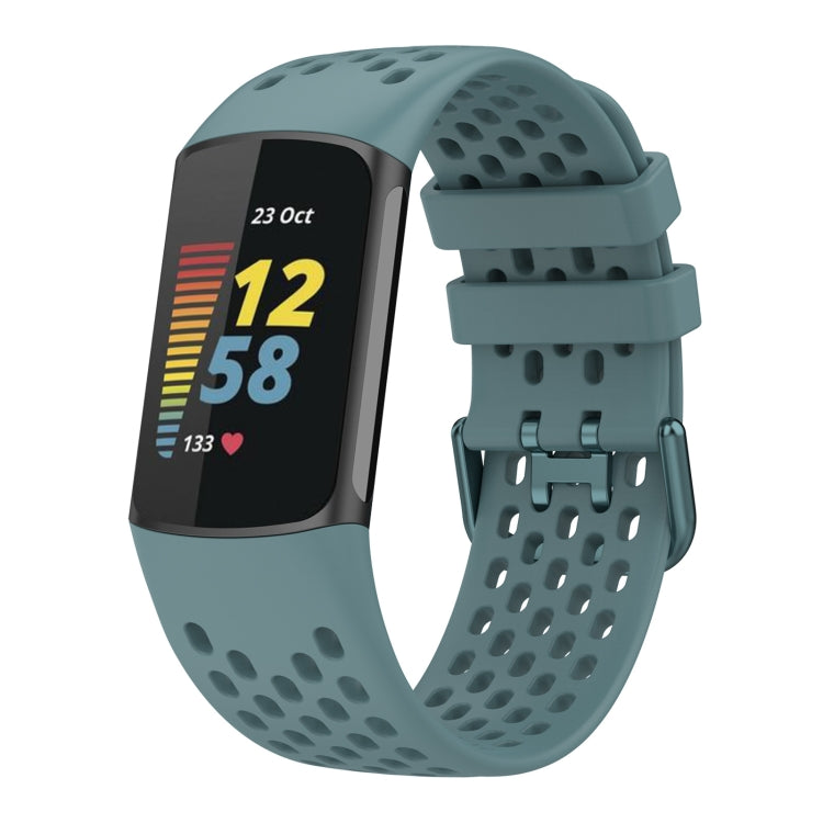 For Fitbit Charge 6 Solid Color Breathable Sports Silicone Watch Band(Blue) - Watch Bands by PMC TechLife | Online Shopping South Africa | PMC TechLife | Buy Now Pay Later Mobicred