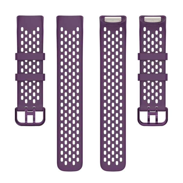 For Fitbit Charge 6 Solid Color Breathable Sports Silicone Watch Band(Dark Purple) - Watch Bands by PMC TechLife | Online Shopping South Africa | PMC TechLife | Buy Now Pay Later Mobicred