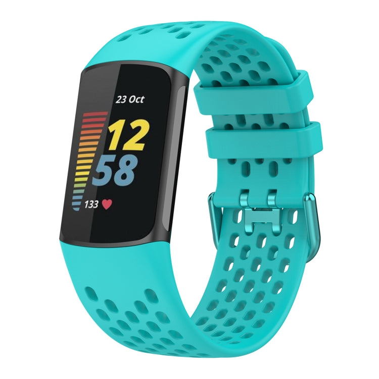 For Fitbit Charge 6 Solid Color Breathable Sports Silicone Watch Band(Teal Green) - Watch Bands by PMC TechLife | Online Shopping South Africa | PMC TechLife | Buy Now Pay Later Mobicred