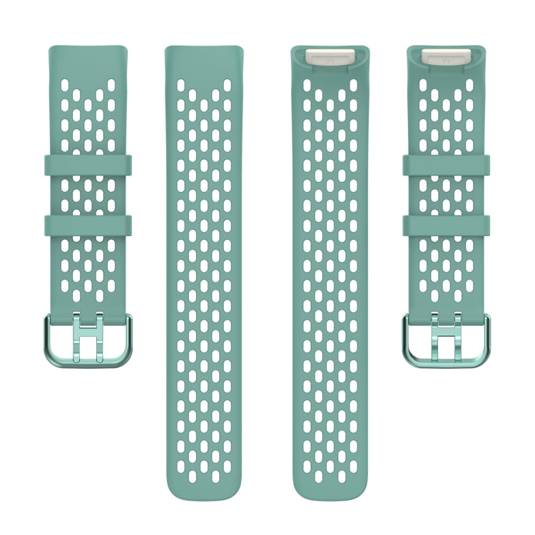 For Fitbit Charge 6 Solid Color Breathable Sports Silicone Watch Band(Pine Green) - Watch Bands by PMC TechLife | Online Shopping South Africa | PMC TechLife | Buy Now Pay Later Mobicred