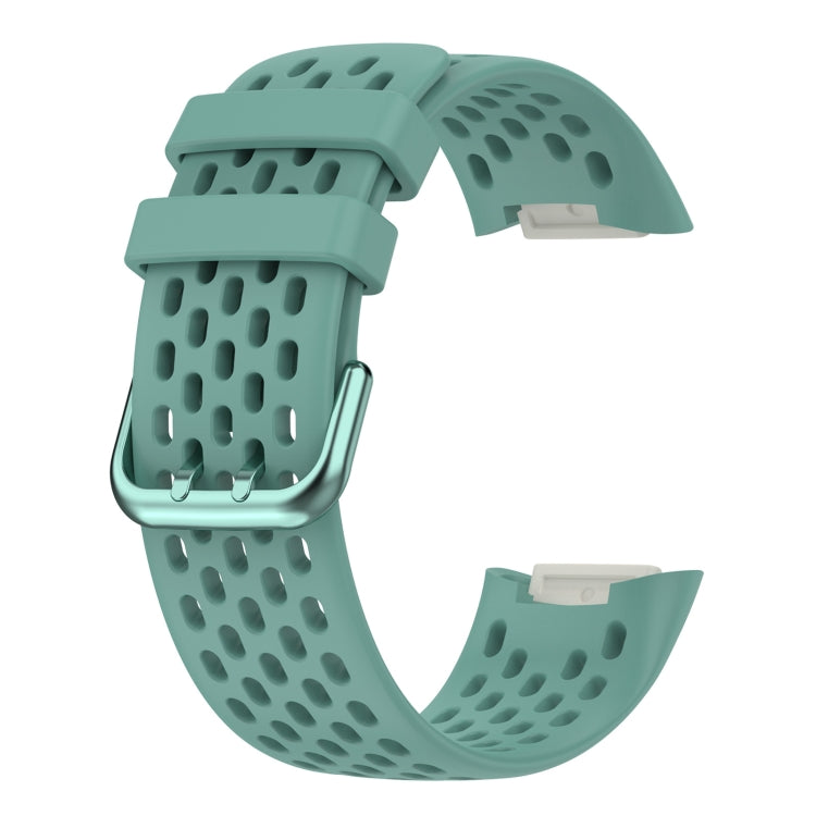 For Fitbit Charge 5 Solid Color Breathable Sports Silicone Watch Band(Pine Green) - Watch Bands by PMC TechLife | Online Shopping South Africa | PMC TechLife | Buy Now Pay Later Mobicred