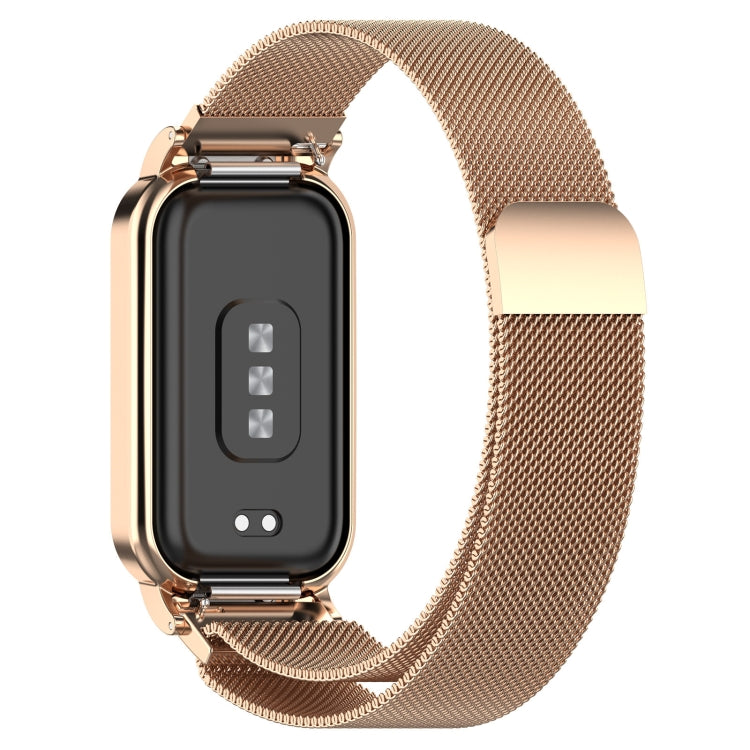 For Xiaomi Mi Band 8 Active Milan Magnetic Metal Steel Mesh Watch Band + Watch Frame(Rose Gold) - free shipping - PMC TechLife - Order now!