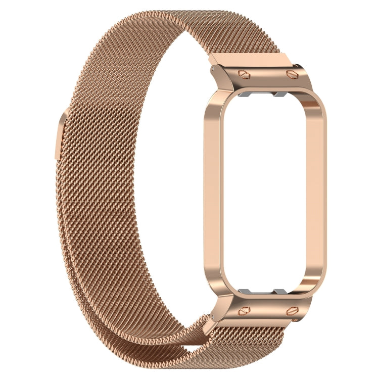 For Xiaomi Mi Band 8 Active Milan Magnetic Metal Steel Mesh Watch Band + Watch Frame(Rose Gold) - free shipping - PMC TechLife - Order now!
