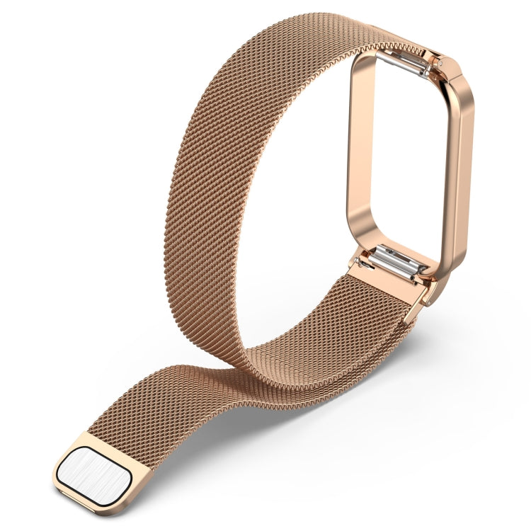 For Xiaomi Mi Band 8 Active Milan Magnetic Metal Steel Mesh Watch Band + Watch Frame(Rose Gold) - free shipping - PMC TechLife - Order now!