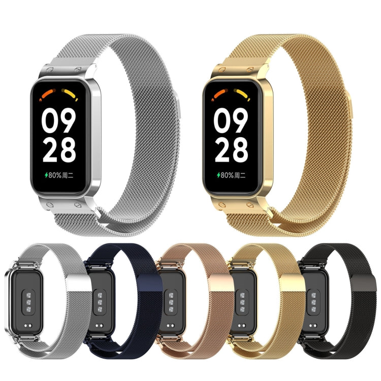 For Xiaomi Mi Band 8 Active Milan Magnetic Metal Steel Mesh Watch Band + Watch Frame(Rose Gold) - free shipping - PMC TechLife - Order now!