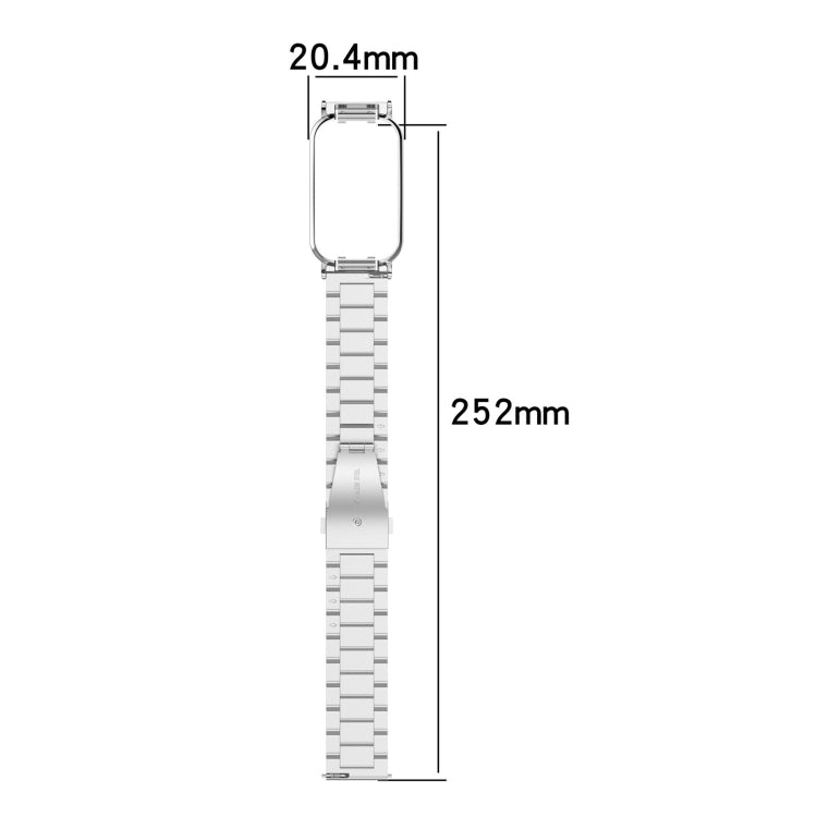 For Xiaomi Smart Band 8 Active Three Bead Stainless Steel Watch Band + Watch Metal Frame(Rose Gold) - free shipping - PMC TechLife - Order now!