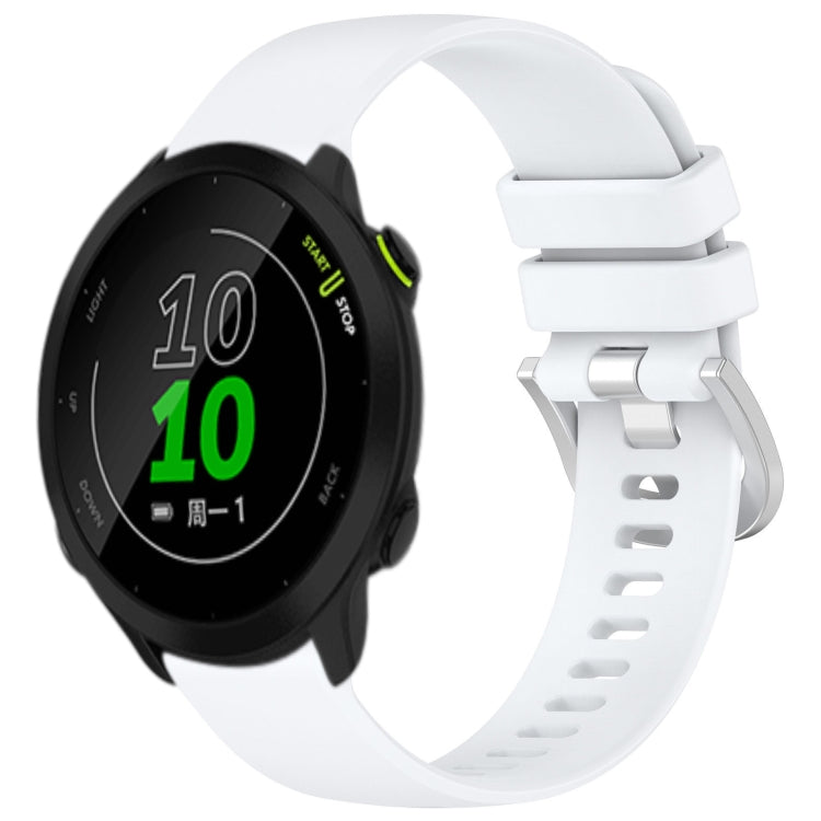 For Garmin Forerunner 158 / 55 Liquid Glossy Silver Buckle Silicone Watch Band(White) - free shipping - PMC TechLife - Order now!