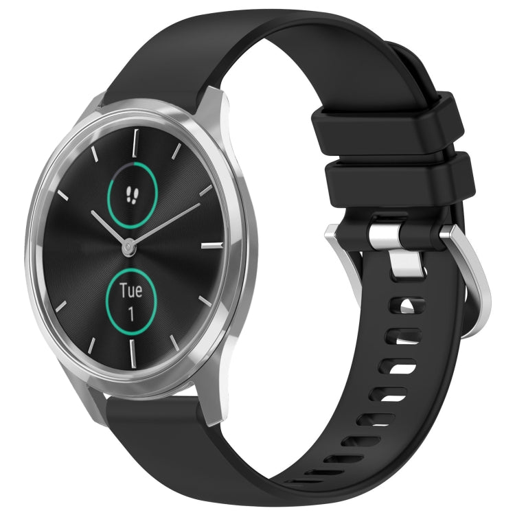 For Garmin VivoMove Luxe / Garminmove Luxe Liquid Glossy Silver Buckle Silicone Watch Band(Black) - free shipping - PMC TechLife - Order now!