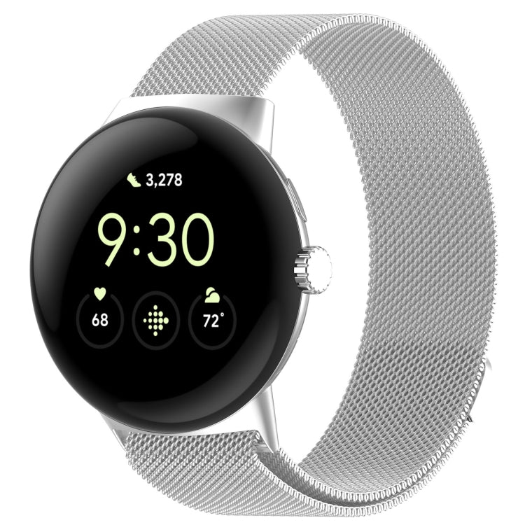 For Google Pixel Watch 2 Milan Magnetic Steel Mesh Watch Band(Silver) - Watch Cases by PMC TechLife | Online Shopping South Africa | PMC TechLife | Buy Now Pay Later Mobicred