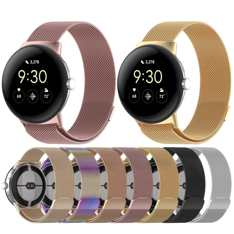 For Google Pixel Watch 2 Milan Magnetic Steel Mesh Watch Band(Rose Gold) - Watch Cases by PMC TechLife | Online Shopping South Africa | PMC TechLife | Buy Now Pay Later Mobicred