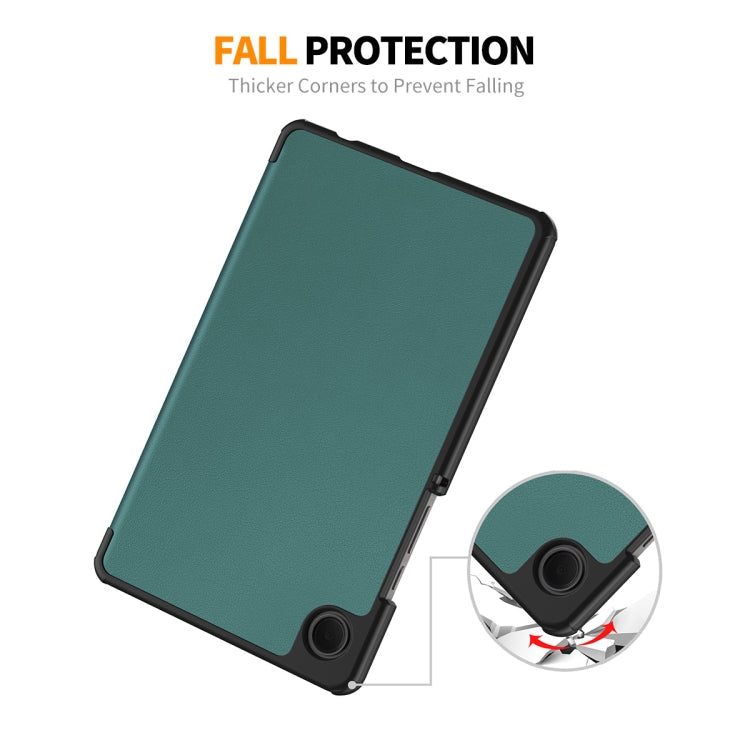 For Samsung Galaxy Tab A9 8.7 ENKAY Tri-fold Custer Texture Leather Smart Tablet Case(Dark Green) - free shipping - PMc TechLife - Order now!