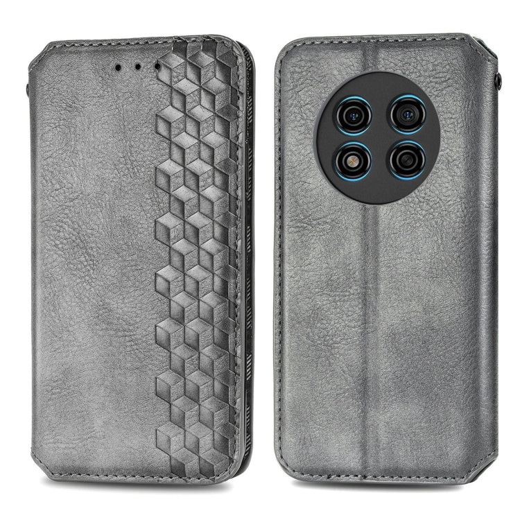 For Ulefone Note 15 Cubic Grid Pressed Magnetic Leather Phone Case(Grey) - Ulefone Cases by PMC Jewellery | Online Shopping South Africa | PMC Jewellery | Buy Now Pay Later Mobicred