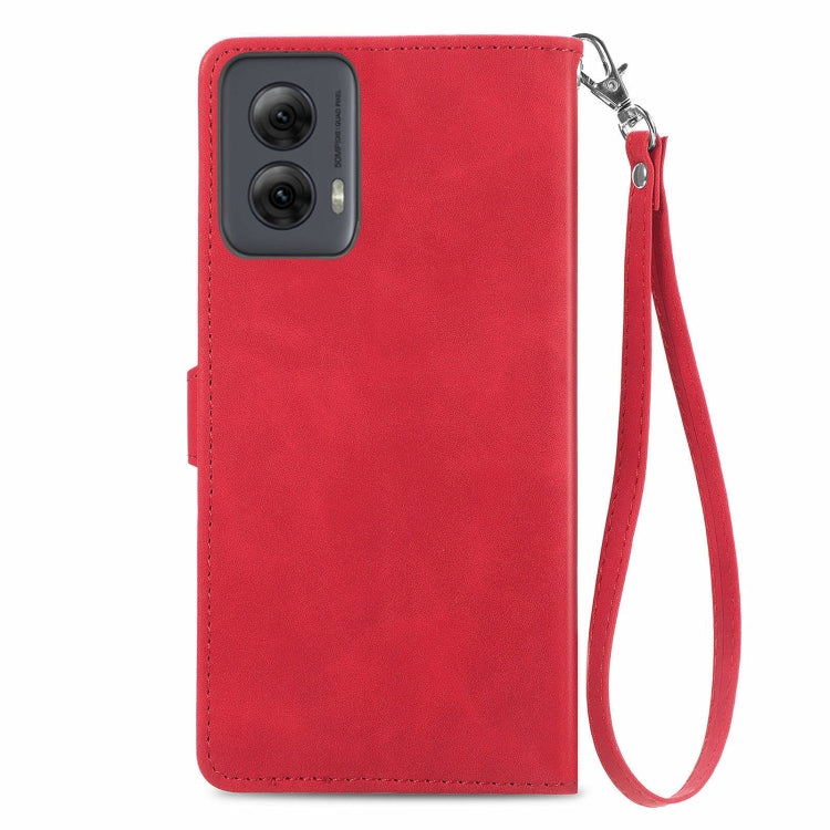 For Motorola Moto G Power 5G 2024 Embossed Flower Zipper Leather Phone Case(Red) - free shipping - PMC Jewellery - Order now!