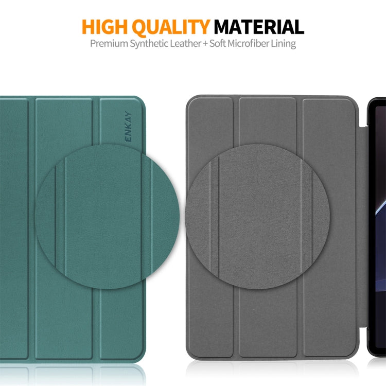 For Samsung Galaxy Tab S9 FE ENKAY Tri-fold Custer Texture Leather Smart Tablet Case(Black) - free shipping - PMC Jewellery - Order now!