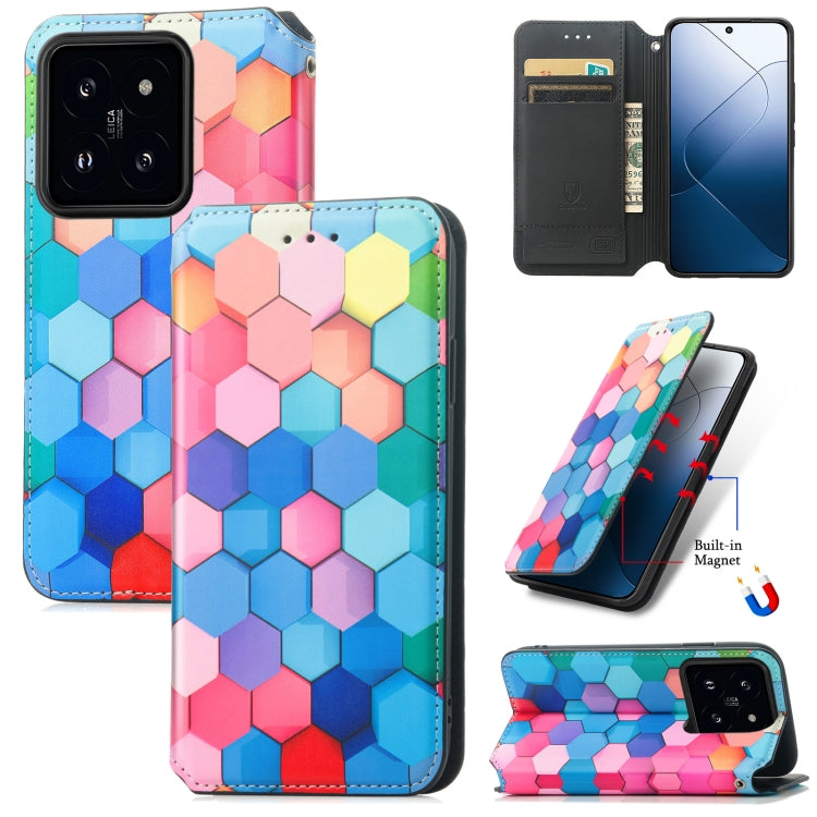 For Xiaomi 14 Pro CaseNeo Colorful Magnetic Leather Phone Case(Colorful Cube) - free shipping - PMC TechLife - Order now!