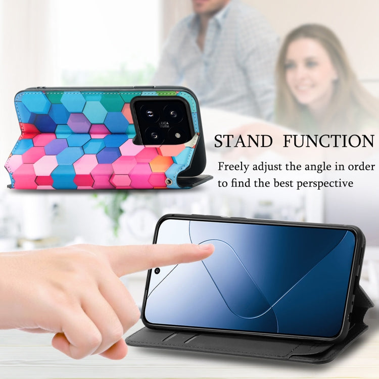For Xiaomi 14 Pro CaseNeo Colorful Magnetic Leather Phone Case(Colorful Cube) - free shipping - PMC TechLife - Order now!