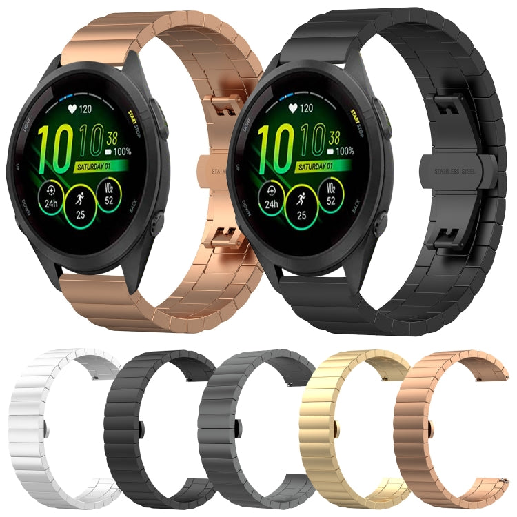 For Garmin Vivoactive 4S One Bead Butterfly Buckle Stainless Steel Metal Watch Band(Gold) - Watch Bands by PMC TechLife | Online Shopping South Africa | PMC TechLife
