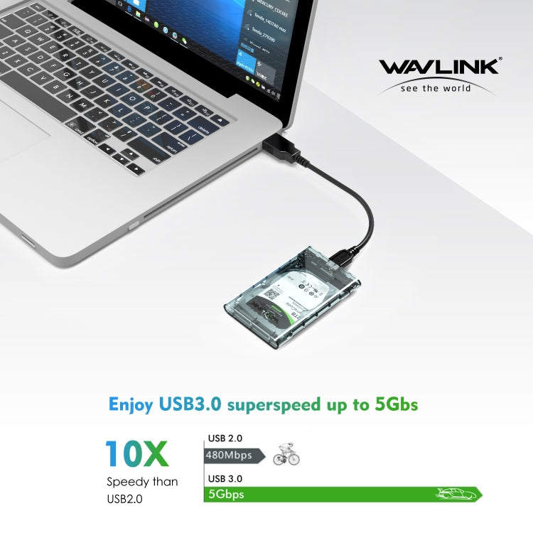 WAVLINK ST239 USB3.0 Transparent SATA External Solid-state SSD 2.5-inch Mobile Hard Disk Case - free shipping - PMC Jewellery - Order now!