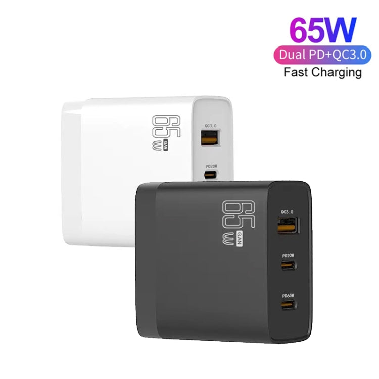 GAN 65W PD45W Dual Type-C+QC3.0 USB Multi Compatible Laptop Adapter EU + US + AU + UK Plug White - Power Supply by PMC TechLife | Online Shopping South Africa | PMC TechLife | Buy Now Pay Later Mobicred