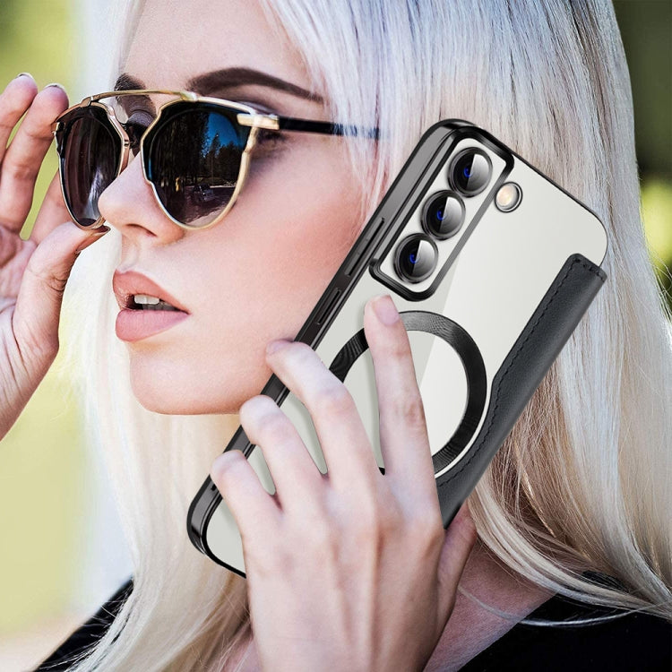 For Samsung Galaxy S22+ 5G MagSafe Magnetic RFID Anti-theft Leather Phone Case(Black) - Galaxy S22 5G Cases by PMC TechLife | Online Shopping South Africa | PMC TechLife