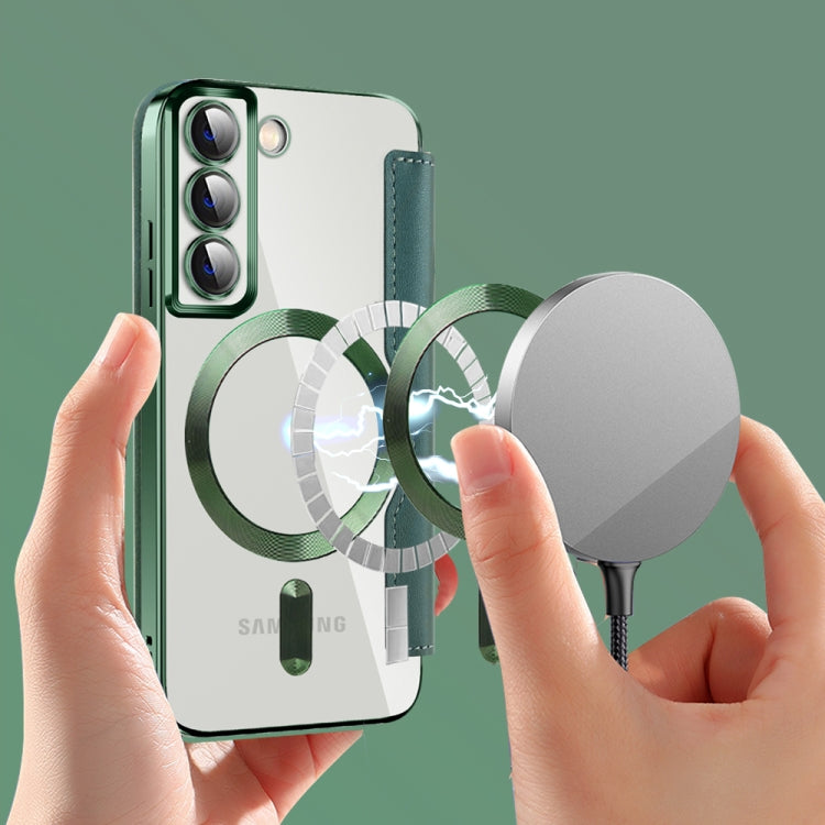 For Samsung Galaxy S22+ 5G MagSafe Magnetic RFID Anti-theft Leather Phone Case(Green) - Galaxy S22 5G Cases by PMC TechLife | Online Shopping South Africa | PMC TechLife