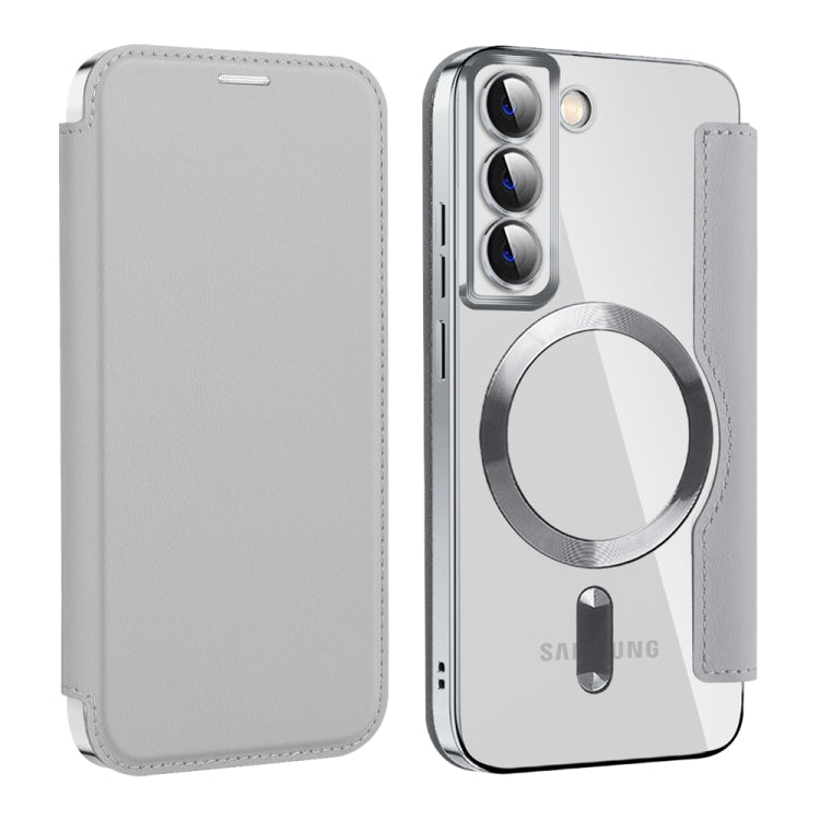 For Samsung Galaxy S22+ 5G MagSafe Magnetic RFID Anti-theft Leather Phone Case(Grey) - Galaxy S22 5G Cases by PMC TechLife | Online Shopping South Africa | PMC TechLife
