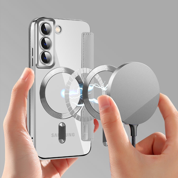 For Samsung Galaxy S22+ 5G MagSafe Magnetic RFID Anti-theft Leather Phone Case(Grey) - Galaxy S22 5G Cases by PMC TechLife | Online Shopping South Africa | PMC TechLife