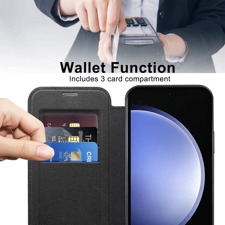 For Samsung Galaxy S23 FE 5G MagSafe Magnetic RFID Anti-theft Leather Phone Case(Black) - Galaxy S23 FE 5G Cases by PMC TechLife | Online Shopping South Africa | PMC TechLife