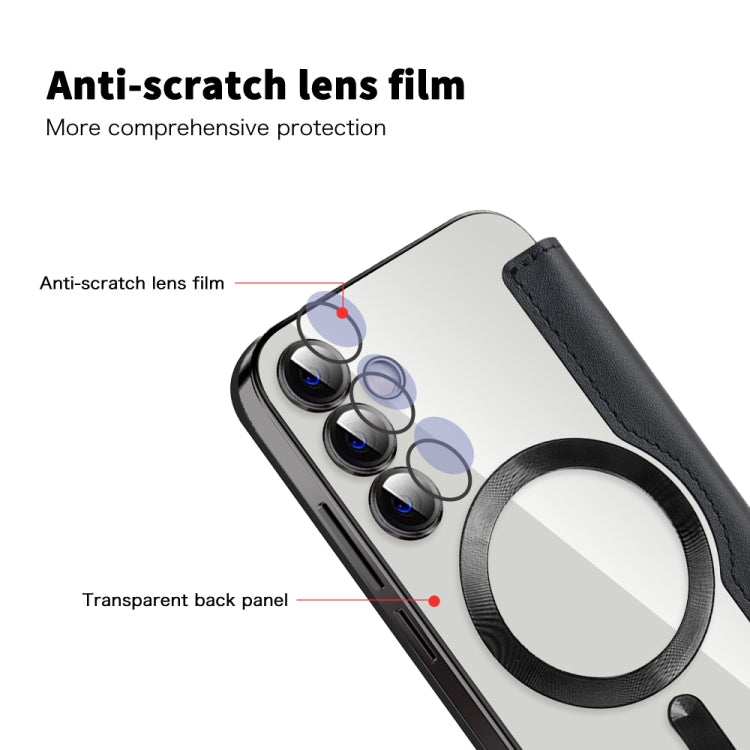 For Samsung Galaxy S23 FE 5G MagSafe Magnetic RFID Anti-theft Leather Phone Case(Black) - Galaxy S23 FE 5G Cases by PMC TechLife | Online Shopping South Africa | PMC TechLife