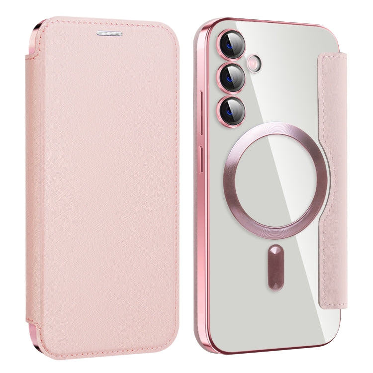 For Samsung Galaxy S23 FE 5G MagSafe Magnetic RFID Anti-theft Leather Phone Case(Pink) - Galaxy S23 FE 5G Cases by PMC TechLife | Online Shopping South Africa | PMC TechLife