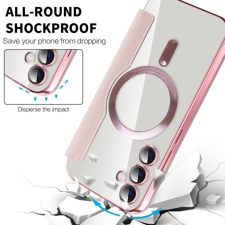 For Samsung Galaxy S23 FE 5G MagSafe Magnetic RFID Anti-theft Leather Phone Case(Pink) - Galaxy S23 FE 5G Cases by PMC TechLife | Online Shopping South Africa | PMC TechLife