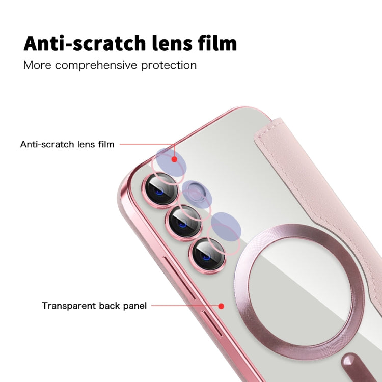 For Samsung Galaxy S23 FE 5G MagSafe Magnetic RFID Anti-theft Leather Phone Case(Pink) - Galaxy S23 FE 5G Cases by PMC TechLife | Online Shopping South Africa | PMC TechLife