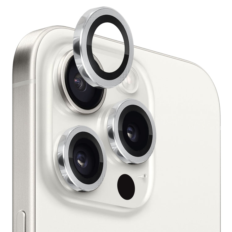 For iPhone 15 Pro / 15 Pro Max NORTHJO Camera Lens Protector Tempered Glass CD Vein Metal Ring Film(Silver) - iPhone 15 Pro Tempered Glass by NORTHJO | Online Shopping South Africa | PMC TechLife